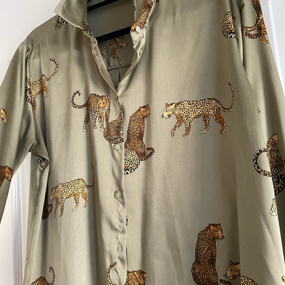 zara silk leopard shirt